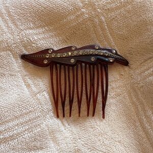 Elegant Vintage Faux Turtoise Shell Brown Hair Comb with Rhinestones